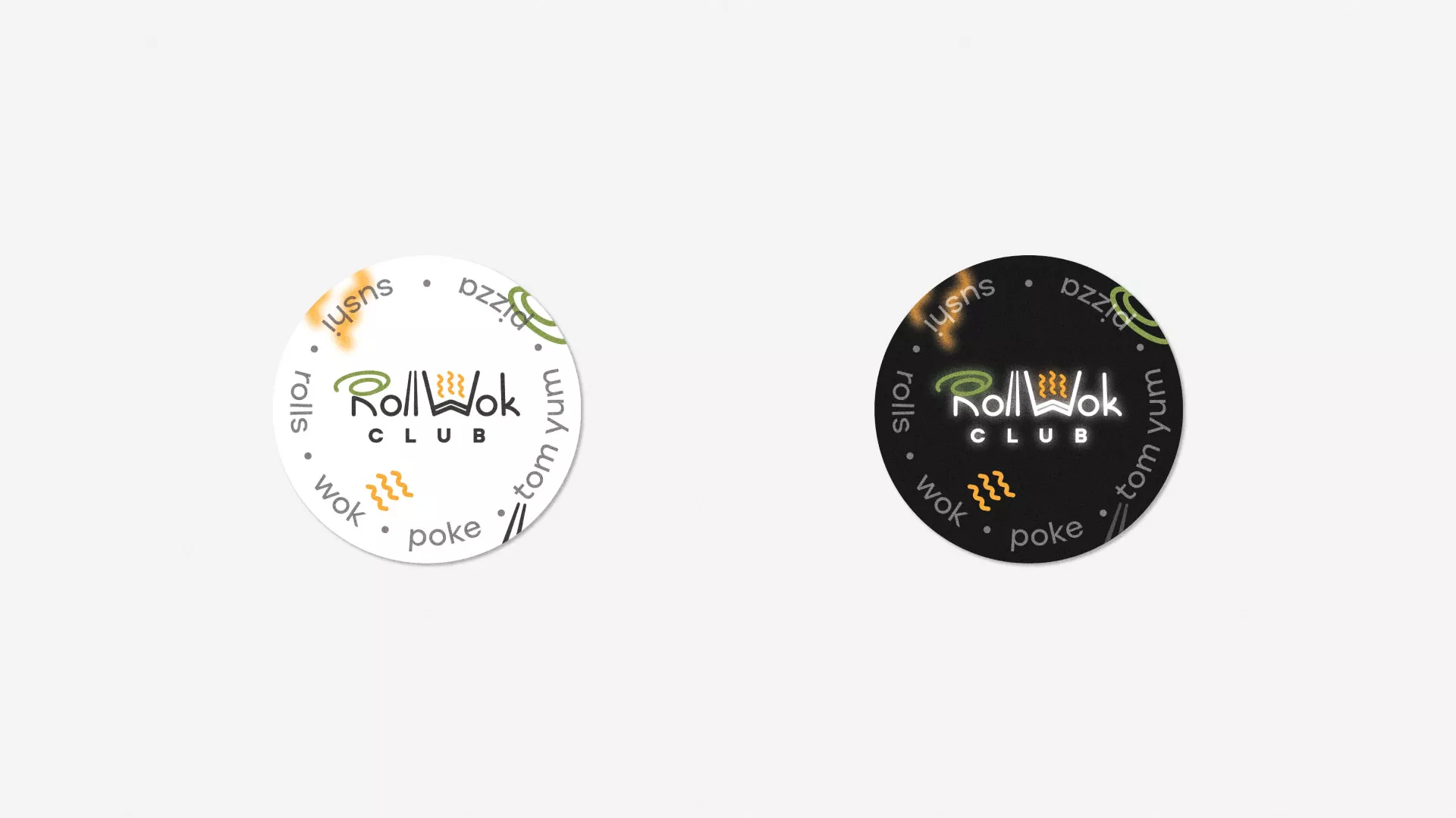 Разработка наклеек для суши-бара «Roll Wok Club» в Еманжелинске